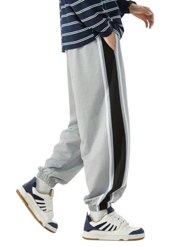 Q – RIOUS Men’s Black Colorblock Jogger Sweatpant | Contrast Side Stripe Sportswear | Casual & Gym Wear
