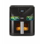 Glen Digital Air Fryer 6L | 1500W | Temperature & Timer Control |7 Preset Menu & Digital Display | Multi-Function Glass Airfryer, Bake, Grill, Fry & Roast | Auto Shut Off | Non Stick Basket |