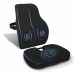CRAFKEN Chair Cushion Pad & Backrest Combo – Comfortable Seat Padded with Coccyx Pillow & Lumbar Cushion, Ergonomic Office Chair Support with Daily Comfort for Home & Office Use (Black Mesh)