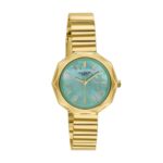 Sonata Poze 9 with Quartz Analog Green Dial IPG SS Cut fold Strap Watch for Women – SP80184YM02W