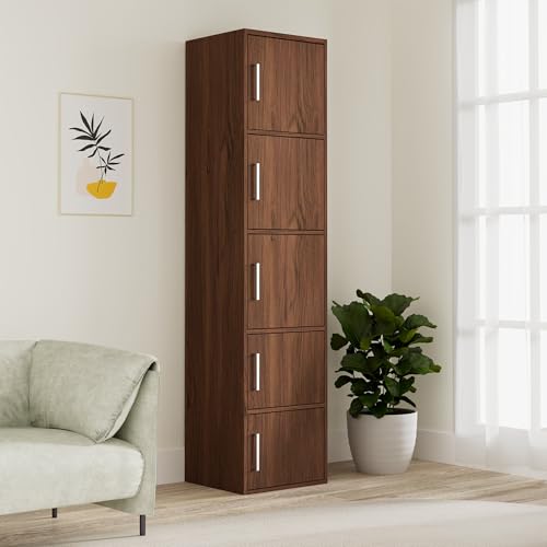 Amazon Brand – Solimo Altamore Engineered Wood 5 Tier Storage Cabinet (Walnut Finish)