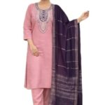 LookMark Women’s Pink Silk Blend Kurta Set with Dupatta, Traditional Ethnic Wear-AZ-LM_P1-KS2521-Pink-M