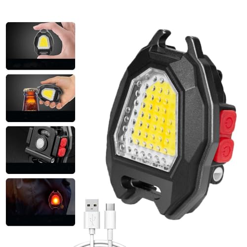 ApLiQ Keychain 4 in 1 LED with 7 Mode Rechargeable Flashlights with Lighter,Whistles,Bottle Opener for Outoor,Indoor,Hiking with Magnet Base Ultra Bright 800 Lumens Portable Emergency COB Light