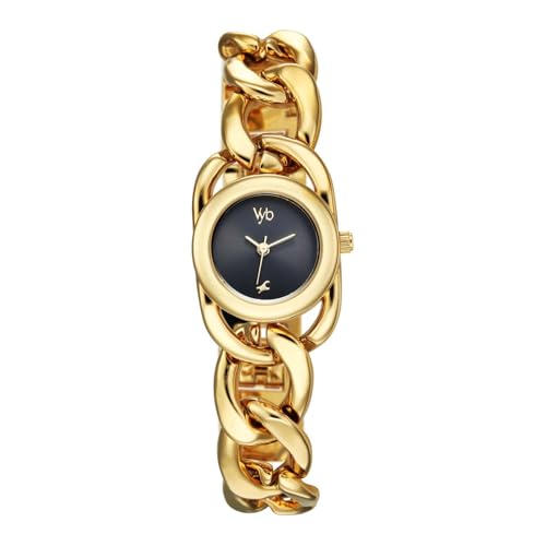Fastrack Vyb Diva with Quartz Analog Black Dial Gold Alloy Strap Watch for Women – FV60150YM01W