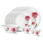 Larah by Borosil Belle Fluted Series Opalware Dinner Set | 13 Pieces for Family of 4 | Microwave & Dishwasher Safe | Bone-Ash Free | Crockery Set for Dining & Gifting | Plates & Bowls | White