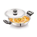 Anjali FPKD26 Stainless Steel Pro Kadai with Stainless Steel Lid 3 LTR Induction and Gas Stove Base