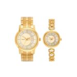 TIMEX Classics Analog Watch for Unisex with Champagne Round Dial & Gold Stainless Steel Bracelet Band Water Resistant Unisex Wrist Watches – TW00PR229