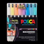 uni-ball POSCA 1MR 0.9-1.3 mm Bullet Shaped Soft Colors | Reversible Tip Markers(Set of 8, Multicolor)