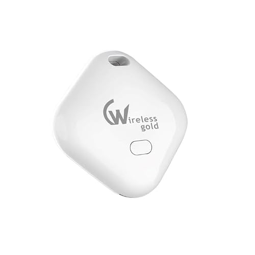 Wireless Gold Air Tag for Apple with Loud Buzzer, Works with Apple Find My(No App Required), Worldwide Tracking for Keys, Wallets, Luggage, Pets and More, No Sim Needed, Replaceable Battery(White)