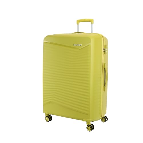 Kamiliant by American Tourister Rock-Lite Large 79 Cm Check-in Hard Sided Trolley Bag for Men & Women, Suitcase 99L for Travel with 3 Digit Combination Lock – Cress Green