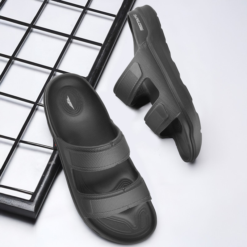 RED TAPE Men Slides(Black , 9)