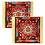 Amazon Brand – Solimo Velvet Prayer Mat | Perfect for Pooja/Meditation/Prayer | Soothing Texture | Multicolor – Check Square Design | (62 x 62 x 1 cm) (Pack of 2)