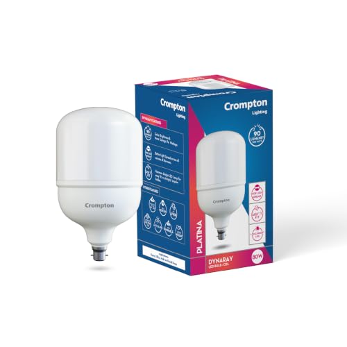 Crompton Dynaray 80W LED Bulb | Anti Glare | Wide Light Spread | Upto 15 Years Life | Eye friendly | Operating Voltage 140–270V | Easy Fit Hammer Design | B22 Base | Home & Commercial | Pack of 1
