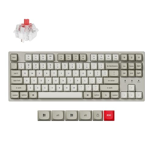 Keychron C1 Pro 8K QMK Wired Custom Mechanical Keyboard, TKL Layout Launcher Support with Hot-Swappable Super Red Switch, PBT Keycaps Compatible for Mac Windows Linux