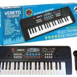 VEBETO Kids Piano Keyboard with Mic (1 Year Warranty) 37 Keys 8 Rhythms 8 Tones 6 Demos Portable Electronic Keyboard Toy Beginners Educational Songs Recording Musical Toys 2 3 4 5 Years Boys Girls