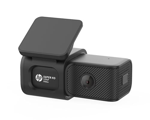 HP Dash Cam F490w: Super HD 1296P, 121° Wide Lens, F2.0 Aperture, Low-Light Clarity, Wi-Fi app (Go Moto Plus), Loop Recording, Parking Mode, G-Sensor, mic, Speaker, 128GB microSD Support