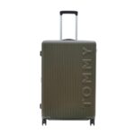 Tommy Hilfiger Large Hard Luggage Empire X – Olive | Check-in Trolley Bag with TSA Lock | 360° Spinner Double Wheels | Telescopic Handle | Polycarbonate Shell Suitcase | 77cm | 95L Capacity