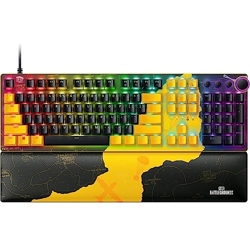 Razer Huntsman V2 Optical Gaming Keyboard:Fastest Clicky Optical Switches W/Quick Keystrokes&8000Hz Polling Rate-Doubleshot Pbt Keycaps-Dedicated Media Keys&Dial-Pubg:Battleground Edition,Wired,Black