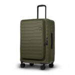 F Gear Sedona Medium 65cm German Polycarbonate Hard Luggage|8 Japanese Hinomoto Silent Wheels |Expandable Check-in Front Opening Suitcase for Travel| Anti-Theft Zipper, TSA 007 Lock (Army Green)