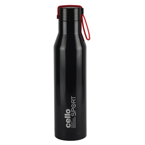 Cello Maestro Thermosteel Flask, 550ml, Black | 24 Hours Hot & Cold Stainless Steel Bottle | Leak Proof & Screw Top Lid | Ideal for Office, Gym, Home, Kitchen, Hiking, Trekking, Travel Bottle