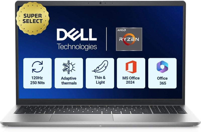 DELL 15 (Previously Inspiron) (2025) Microsoft Office Home 2024 AMD Ryzen 5 Hexa Core 7530U – (16 GB/512 GB SSD/Windows 11 Home) 3535 / 15DC15255 Thin and Light Laptop(15.6 Inch, Platinum Silver, 1.67 Kg, With MS Office)