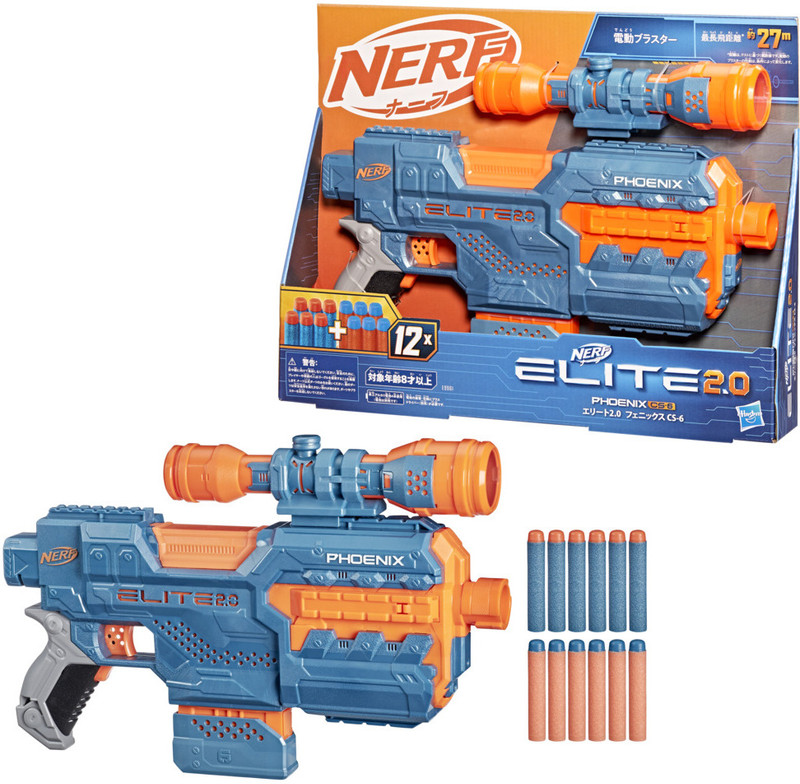 Nerf Elite 2.0 Phoenix CS-6 Motorized Blaster,6-Dart Clip,Scope,Incl. 12 Darts,for 8+ Guns & Darts(Multicolor)