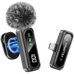 VELOMAX Mic for YouTube Wireless, Wireless Mic for YouTube with One-Click Noise Cancellation, Microphone for Vlog Recording, Magnetic Clip-on Mic with Battery Display, 98ft Transmission for Youtuber