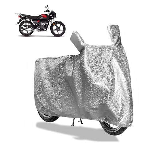 Sulfar Bike Cover for Hero MotoCorp Splendor Plus Xtec (125cc Bluetooth) | Waterproof, Dustproof & UV Protected | All Weather Two Wheeler Cover (Silver) New 2026 Variants