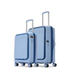 Aristocrat Solana Set of 2 (Cabin+Medium) Hard Case Trolley Bags, Blue