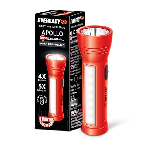 EVEREADY Apollo DL20, Rechargeable 1W Torch Cum 1.4W Emergency Sidelight