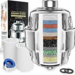 FEELSO FE-15 PRO abs shower and tap filter for hard water with 15 stage Hard Water Softener Cartridge – Universal Shower Head Water Softener (Chrome FE-18 + 2 Cartridge)
