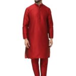 SOJANYA (Since 1958 Men’s Maroon Dupion Silk Kurta & Churidaar Pyjama