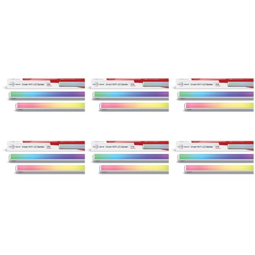 wipro Next Smart Wi-Fi 20W CCT+RGB LED Batten | 16 Million Colours | White Tunable | Dimmable |Scheduling |Scene Creation |Smart Grouping of Lights |Amazon Alexa & Google Asst. Compatible |Pack of 6