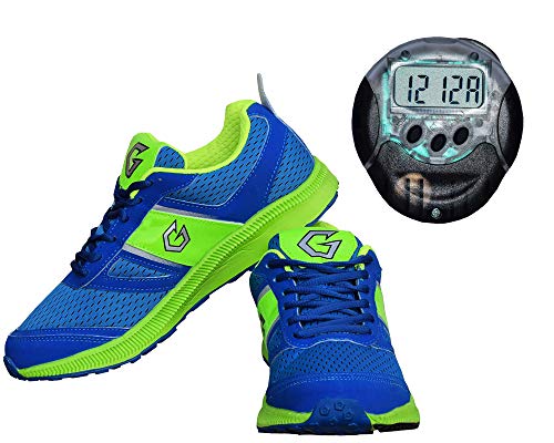 GOWIN Bright Jogging Shoes with Verfied Pedometer (Blue/Lime, Numeric_6)