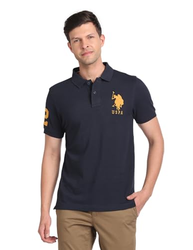 U.S. POLO ASSN. U.S. Polo T-Shirt ASSN. Men’s Cotton Solid Slim Polo T-Shirt (USTSHC0018_Navy Small)
