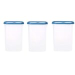 SIMPARTE 360° AirTight Kitchen Storage Container Set for Rice|Dal|Atta|Flour|Cereals|Pulses|Snacks, Stackable|BPA Free|Modular Design|Set of 3 (2400 ml), Sky Blue