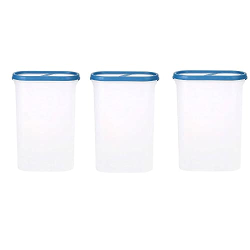 SIMPARTE 360° AirTight Kitchen Storage Container Set for Rice|Dal|Atta|Flour|Cereals|Pulses|Snacks, Stackable|BPA Free|Modular Design|Set of 3 (2400 ml), Sky Blue