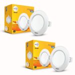Wipro Garnet 8W Round Downlight Junction Box | Blue | Glare-Free Design | Recessed Downlighter for False Ceiling | Cutout ∼ 3 inch | Pack of 2