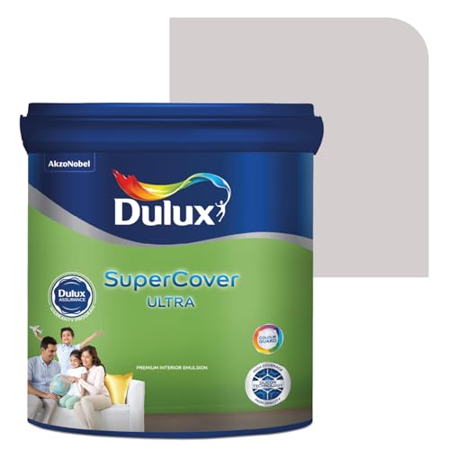 Dulux SuperCover Ultra – Premium Interior Emulsion Paint For Walls and Ceilings | Smooth Matte Finish | Durable, Long-Lasting Paint with Extra Coverage, Violet (4L, Mute Rain, 4 Years Warranty)