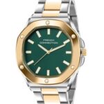 French Connection DUOLUXE Green Dial Stainless Steel Watch and Bracelet for Men – FCB22NTM