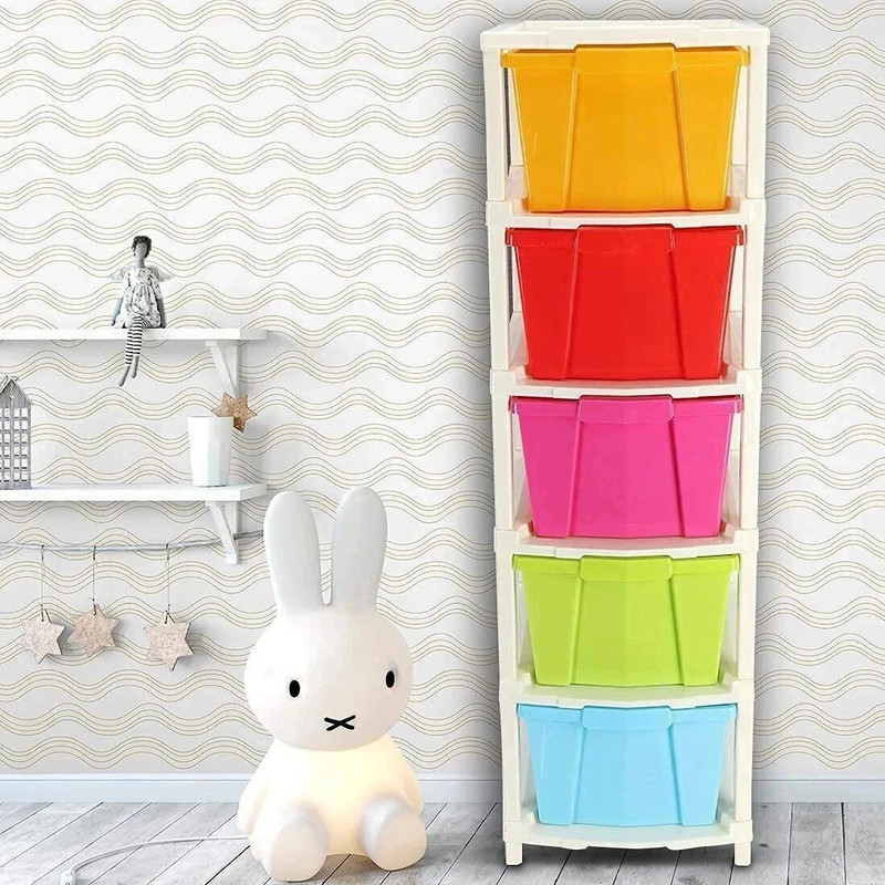 Young wolf Multi Layer Foldable Multipurpose Plastic Rectangular Modular Drawer Plastic Free Standing Cabinet(Finish Color – Multi, DIY(Do-It-Yourself))