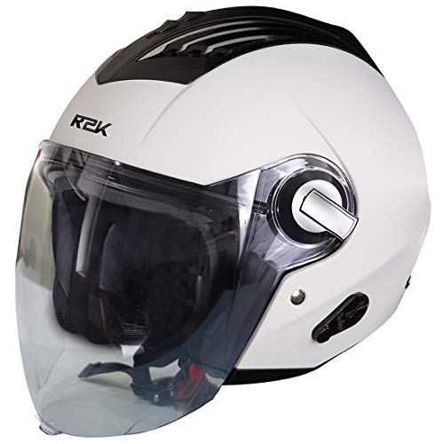 Steelbird SBA-3 R2K Classic ISI Certified Open Face Helmet ( Medium 580 MM, White with Clear Visor )