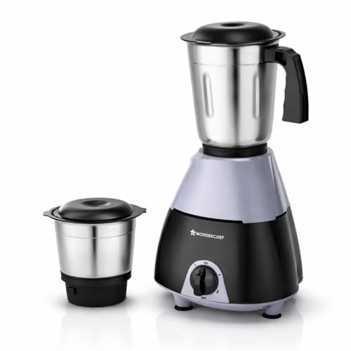 Wonderchef Vista Neo Mixer Grinder for Kitchen, 500W, 2 Multi-purpose Jars, Stainless-steel Blades for Masala, Chutney, Idli/Dosa Batter, Puree, Paste, 3-Speed Control, Pulse Function, 2-Yr Warranty