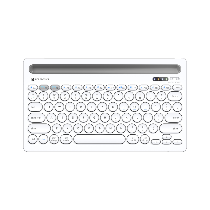Portronics Bubble Dock Bluetooth, Wireless Handheld Laptop Keyboard Compatible with Desktop, Laptop, Mac with Tablet/Smartphone holder 12 inch wide & On/Off switch,Compact Tenkeyless(White)