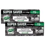 DABUR Herb’L Activated Charcoal Toothpaste 480G (120G x4, Pack of 4)|Whitening Black Gel Toothpaste|Fluoride Free|Fights Plaque & Extrinsic Stains|With Power of Mint|Cool & Refreshing Mouth Experience