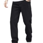 KOTTY Men’s Solid Regular Fit Mid Distressed Fashionable Trendy Denim Jeans(Black,34)