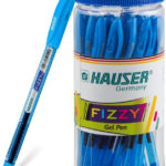 HAUSER Fizzy 0.55mm Gel Pen Jar | Transparent Body | Waterproof & Smooth Ink Flow Gel Pen(Pack of 25, Ink Color – Blue)