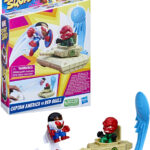 MARVEL Stunt Squad Captain America vs. Red Skull Playset Toys for Kids(Multicolor)