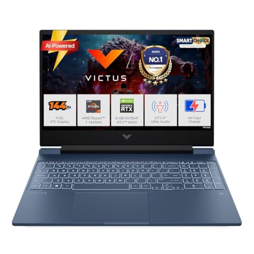 HP Victus, AMD Ryzen 7 7445HS, 6GB RTX 4050, 16GB DDR5(Upgradeable) 512GB SSD, 144Hz, IPS, 300 nits, 15.6”/39.6cm, Win11, Office24, Blue, 2.29kg, fb3130AX, DTS Audio, Xbox Gamepass*, Gaming Laptop