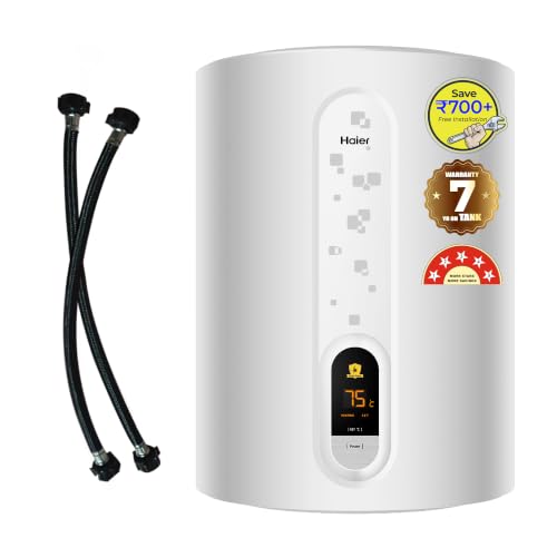 Haier ED Water Geyser 25 Ltr Digital Display 2000W Electric Storage Geyser Installation & Connection Pipes Wroth INR 700| Warranty 7 Yr on Tank|Shock Proof| 11-Level Safety